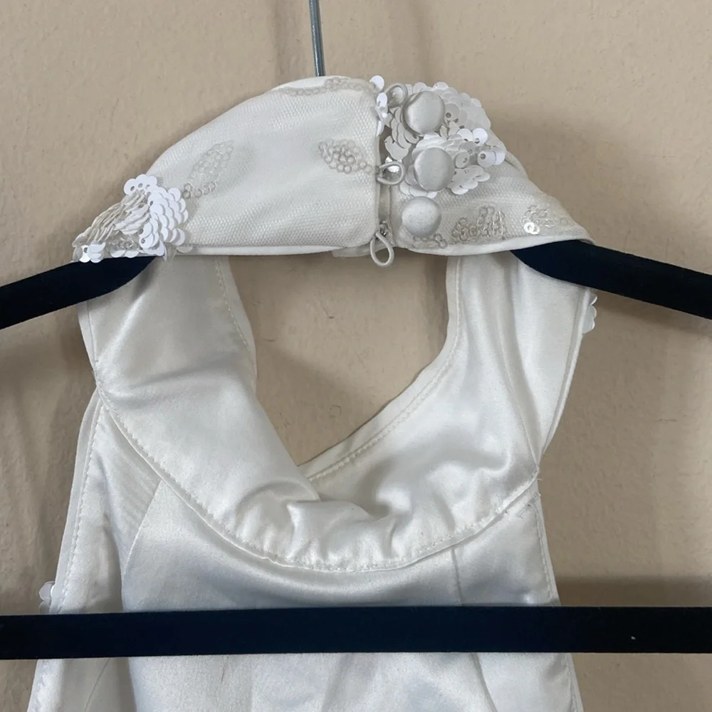 New Milly White Sequin Harriet Flora Floral Halter Top Mini Dress Sparkly Small - Picture 6 of 11
